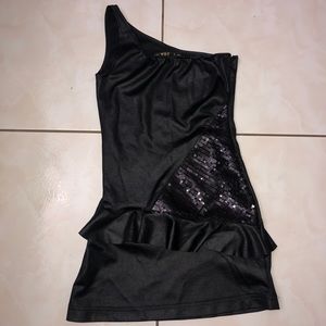 Black one shoulder peplum mini dress